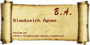 Blaskovich Ágnes névjegykártya